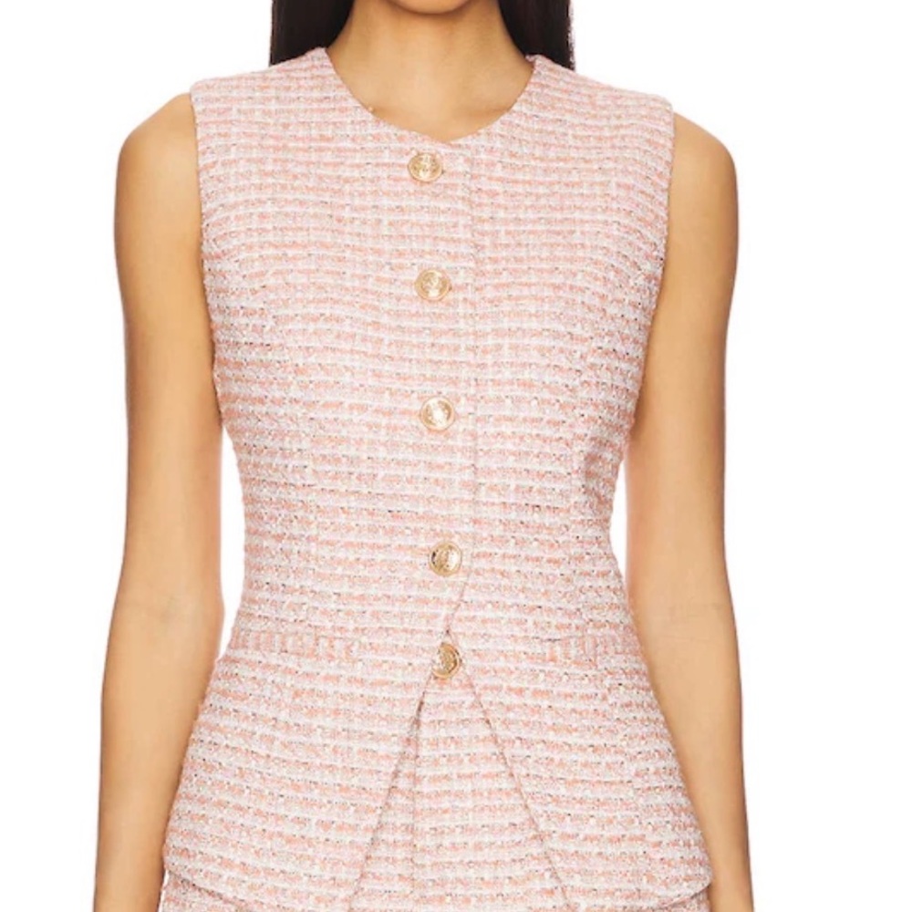 Heartloom Pink Tweed Emerson Vest and Nikki Short Set Small